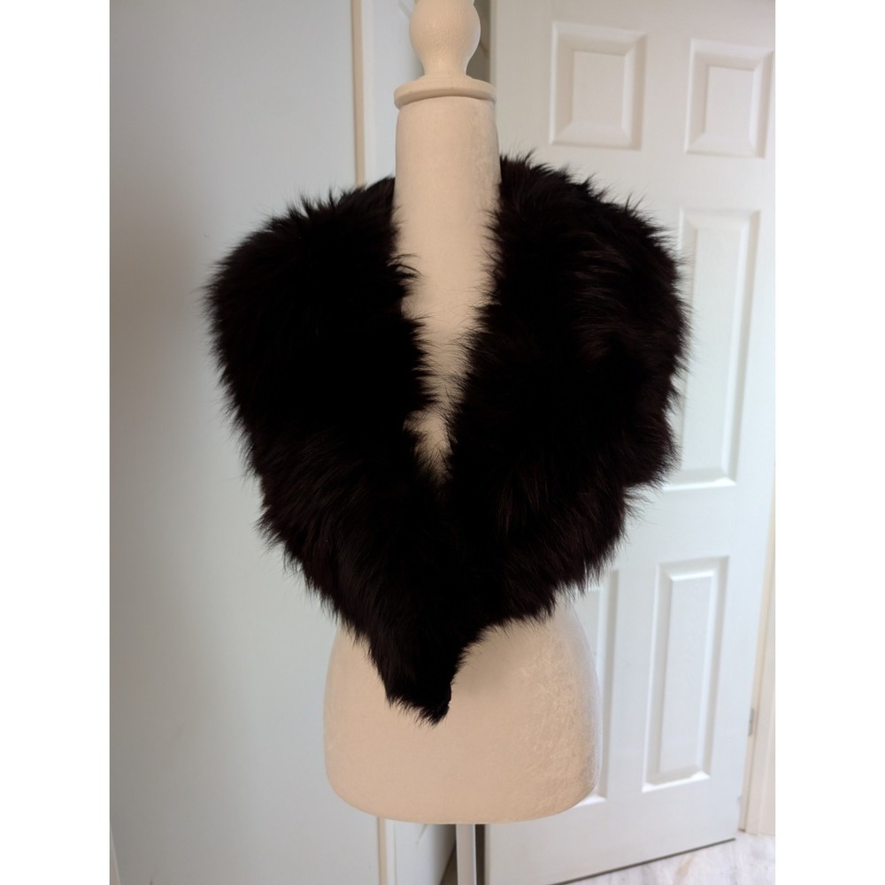 Black Faux Fur Stole Wrap Shrug Evening Formal Cocktail Glam Old Hollywood 42x6"